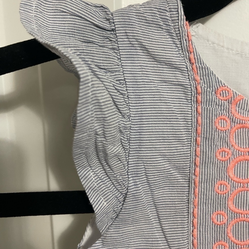 Gymboree 2t Summer Dress White With Blue Stripes And Orange Design. - Picture 5 of 8